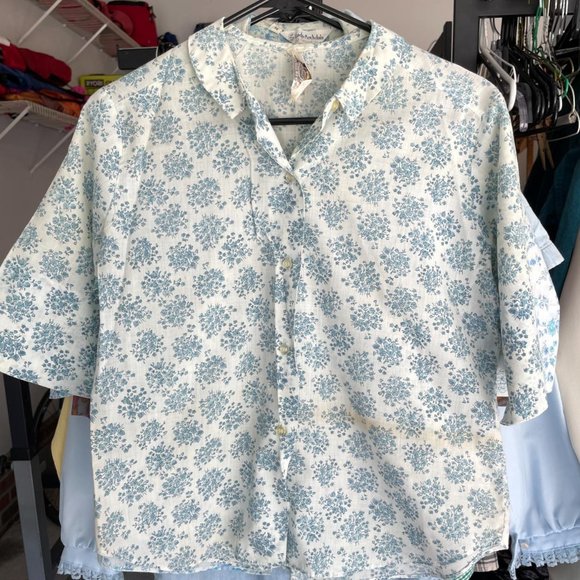 Vintage 1960's Light Blue Peter Pan Shirt Blouse, by Russ, Size S - Picture 3 of 5